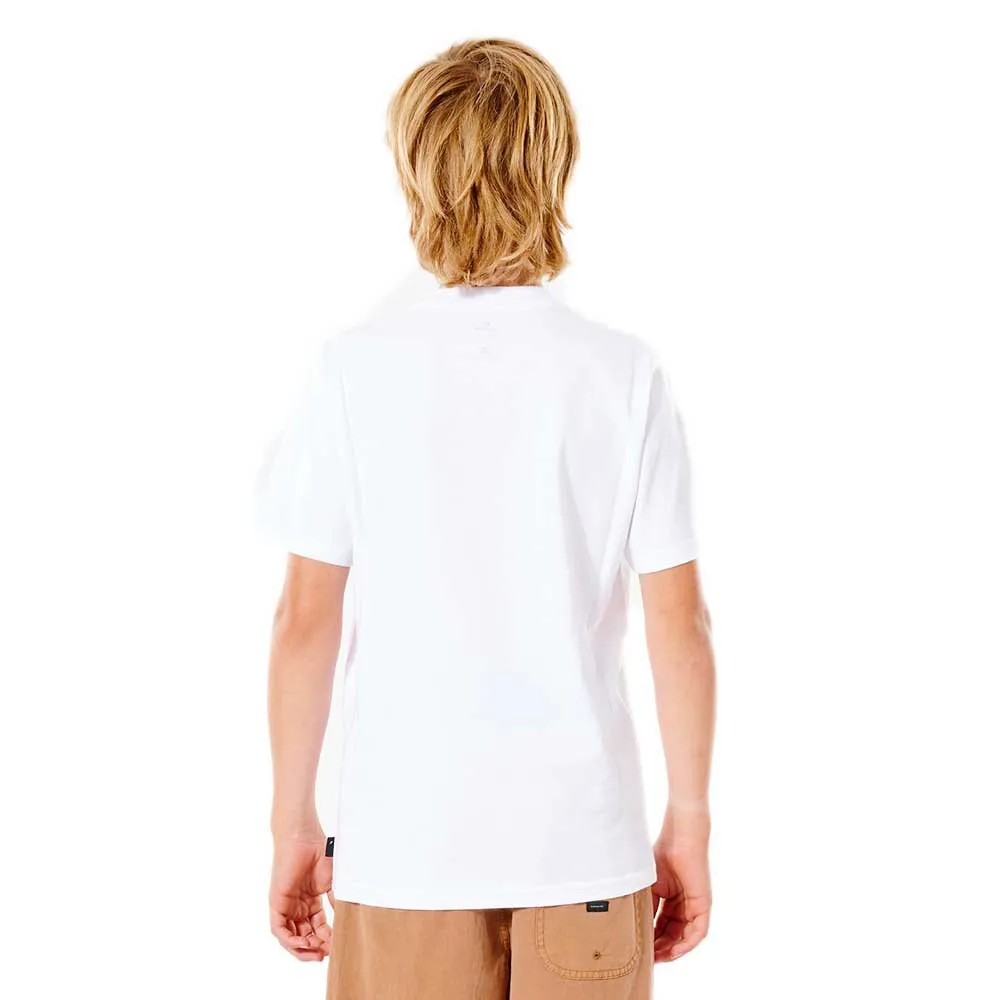 Camiseta RIP CURL Niño manga corta surfera Action Optical white Ref. KTEWG9 blanca logo pecho